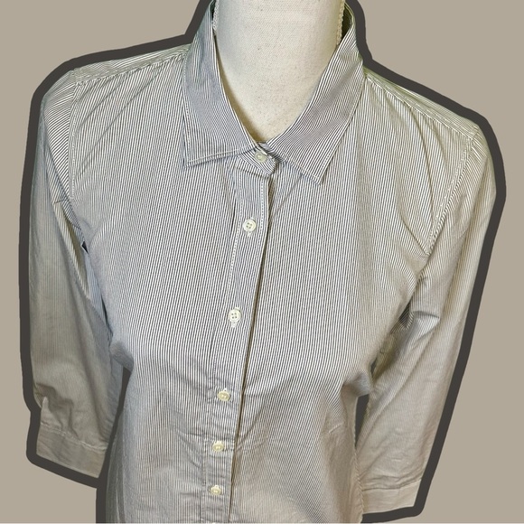 NWT J. Crew Factory Haberdashery Blue & White ‘Striped Classic Button-Up Shirt’ - Picture 3 of 13